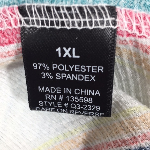 Cure Striped V Neck Short Sleeve Top Size 1XL - Picture 8 of 8